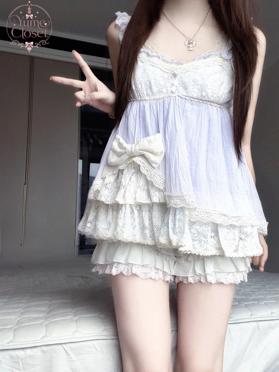Lace Trim Cami - Coquette Ryousangata Dollcore Japanese Vintage 2